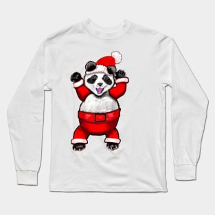 Santa Claus Panda Bear in Red festive merry happy holidays Santa suit Long Sleeve T-Shirt